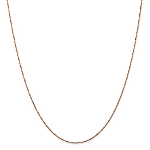 14k Rose Gold 1mm Wheat Chain Necklace - 24 Inch