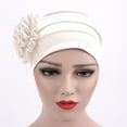 thumbnail image 4 of Hamky Baseball Cap,Wide Brim Hats,Women's Soft Monochrome Side Applique Flower Hijab Hat Muslim Baotou Hat,Sun Hats,Hats for Women White, 4 of 5