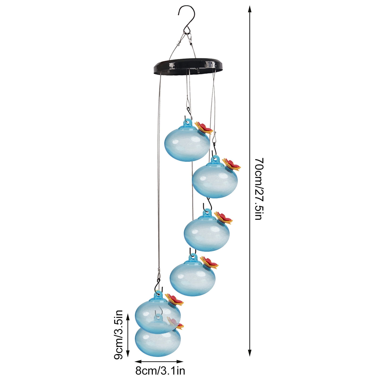 Hummingbird Feeder for Window Garden Patio for Outdoors, Wind Chimes Hummingbird Feeder, Leak-Proof, Ant and Bee Proof, Unique Glass Humming Bird Feeder Perfect Garden Decor