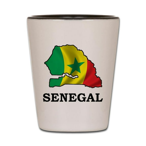 CafePress - Map Of Senegal - White/Black Shot Glass, Unique and Funny Shot Glass