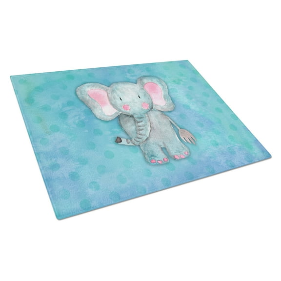 Caroline's Treasures Blue Elepant Watercolor Glass Cutting Board Large