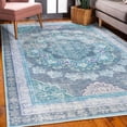thumbnail image 3 of Vintage Decorative Rug, Nostalgic Weathered Style Print of Medallion Ornaments and Bohemian Flourishes, Quality Carpet for Bedroom Dorm and Living Room, 6 Sizes, Sea Blue Indigo, by Ambesonne, 3 of 4