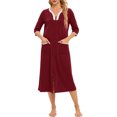 thumbnail image 2 of WOLLED Womens V-neck Robe Fall Winter Bathrobe with Pockets Printed Zipper Sleepwear Women's Long-Sleeved Nightgowns S-XXL, 2 of 8