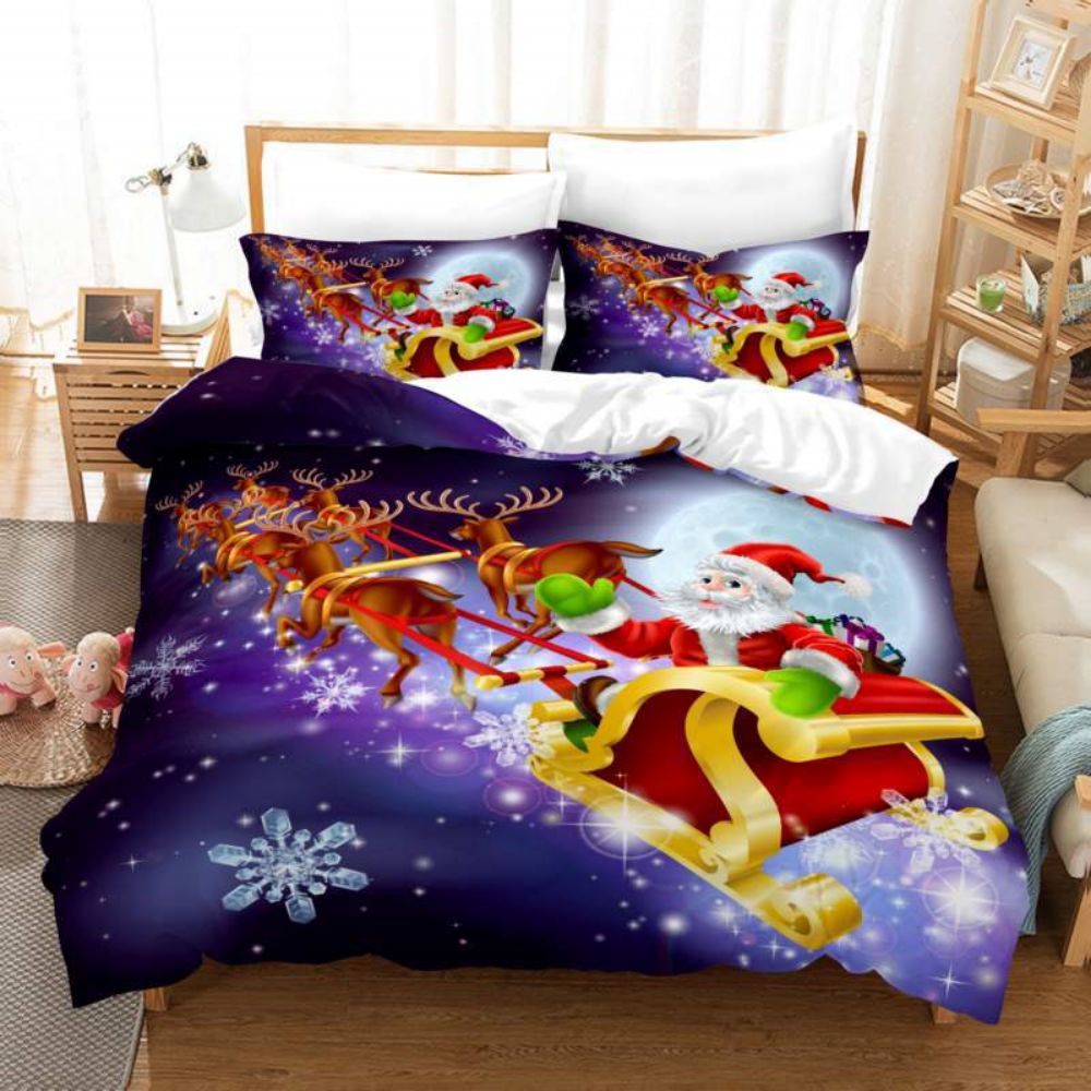 Kids Christmas Duvet Cover Set, Children Santa Cla