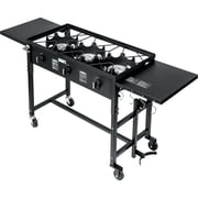 Barton 3-Burner Propane Outdoor Stove Station, 87,000 BTU Gas Cooker with Folding Side Shelves, Cast Iron Burners, Removable Legs & Regulator
