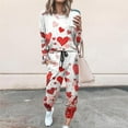 thumbnail image 2 of lcziwo Women's Plus Size 2 Piece Jogger Sets Long Sleeve Crewneck Shirts Matching Drawstring Pants with Pockets Sweatsuits Valentine's Day Love Heart Print Lounge Suits,Multicolor,L, 2 of 5
