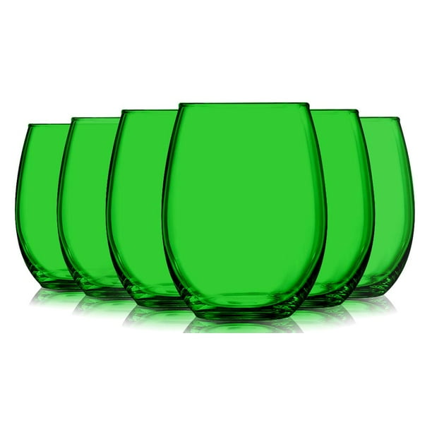 TableTop King 15 oz Wine Glasses, Stemless Style, Full Accent, Lime