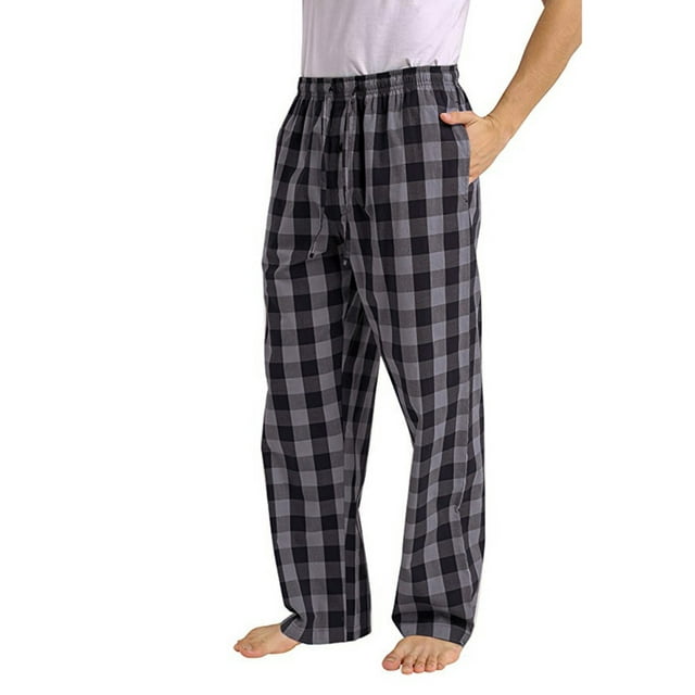 XFLWAM Buffalo Plaid Mens Pajama Pants with Pockets Drawstring Lounge ...