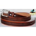 thumbnail image 4 of 51-52 Unisex 1-1/2" 100% Full Grain Tan Leather Basket Weave Tooled Belt 2609RS03, 4 of 5