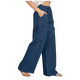 thumbnail image 3 of TaTaai Women's Trendy Imitation Denim Solid Color Loose Straight Wide Leg Long Pants Elastic Drawstring Waist with Large Side Pockets Comfortable Versatile Daily Outfit Pants Gift, 3 of 5
