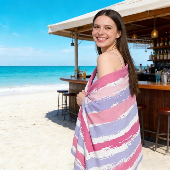 Microfiber Beach Towel Sand Free Quick Dry Absorbent Travel Pool Swimming Towel Large Double‑Sided Velour Outdoor Beach Blanket Light Portable Soft Sand‑Resistant Towel for Vacation Picnic Holidays