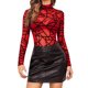thumbnail image 3 of Sunloudy Body transparente para mujer, estampado geométrico, cuello alto, manga larga, broches, tops para damas, S/M/L/XL Sunloudy S M L XL, 3 of 5
