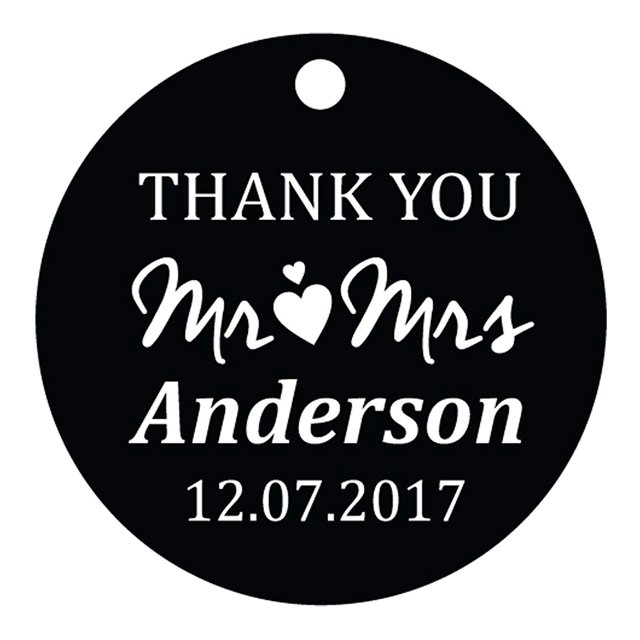 100 PCS Mr & Mrs Personalized Wedding Favor Gift Paper Tags Thank You Custom Made Hang Tags