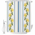 thumbnail image 2 of Lemon Striped Waterproof Fabric Shower Curtain,Yellow Fruit Blue White Geometric Waterproof Fabric Shower Curtain for Bathroom Curtains Bathtubs Hotel Shower Curtains with 12 Hooks Extra Long 72x84, 2 of 8