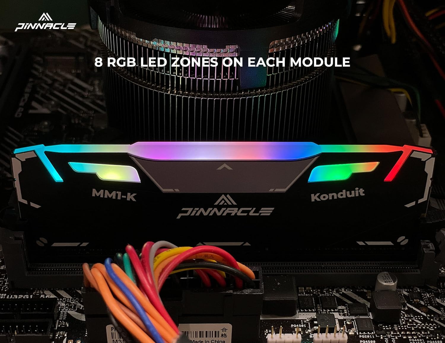 Timetec Pinnacle Konduit RGB 32GB KIT(2x16GB) DDR4 3200MHz PC4-25600 CL16-18-18-38 XMP2.0 Overclocking 1.35V Dual Rank Compatible for AMD and Intel Desktop Gaming PC Memory Module - Black