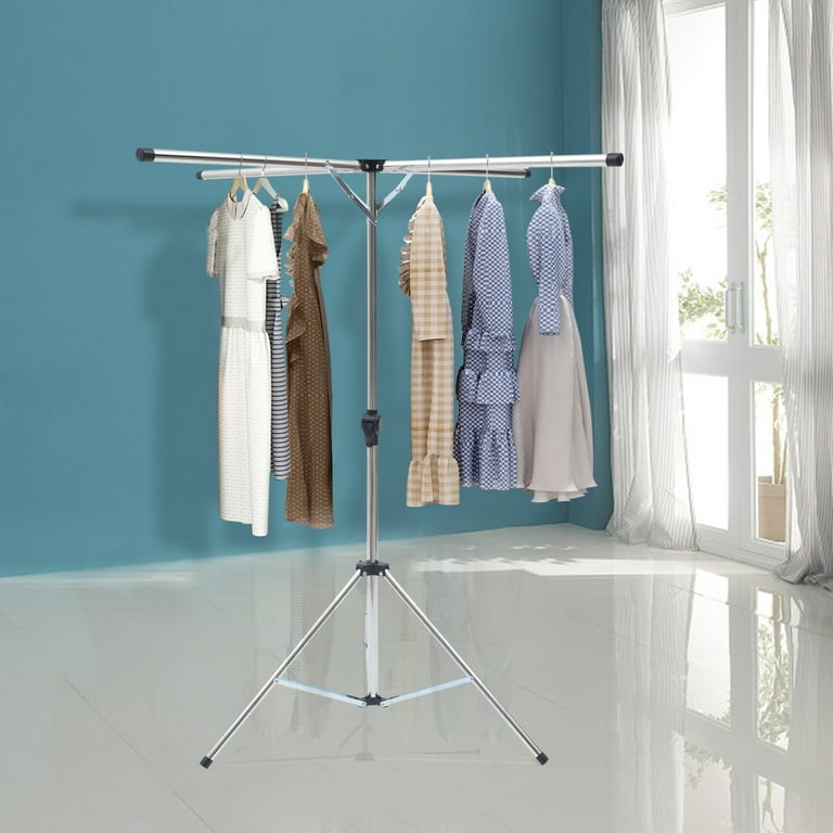 Miumaeov Portable Tripod Clothes Drying Rack Metal Laundry Coat Hanger  Foldable Stand Adjustable High for Rooms or Balconies - Walmart.com