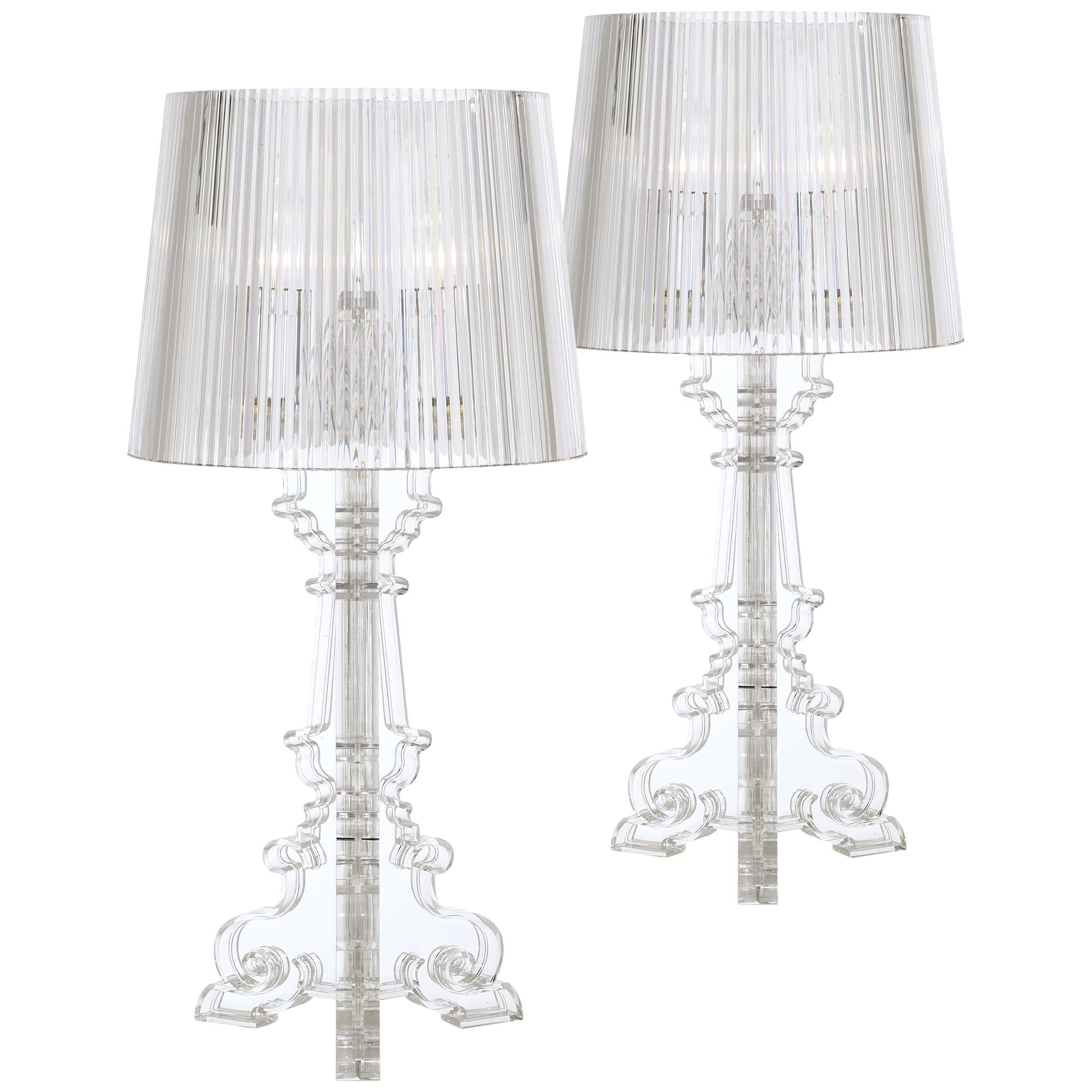 360 Lighting Baroque Accent Table Lamps Set Of 2 Clear Acrylic See Through For Living Room Family Bedroom Bedside Nightstand Walmart Com Walmart Com