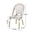 thumbnail image 2 of Chaises Bistro Françaises d'Extérieur en Rotin PE et Aluminium, Ensemble de 2, Gris Rouillé et Blanc, Fini à Motif Bambou, 2 of 3