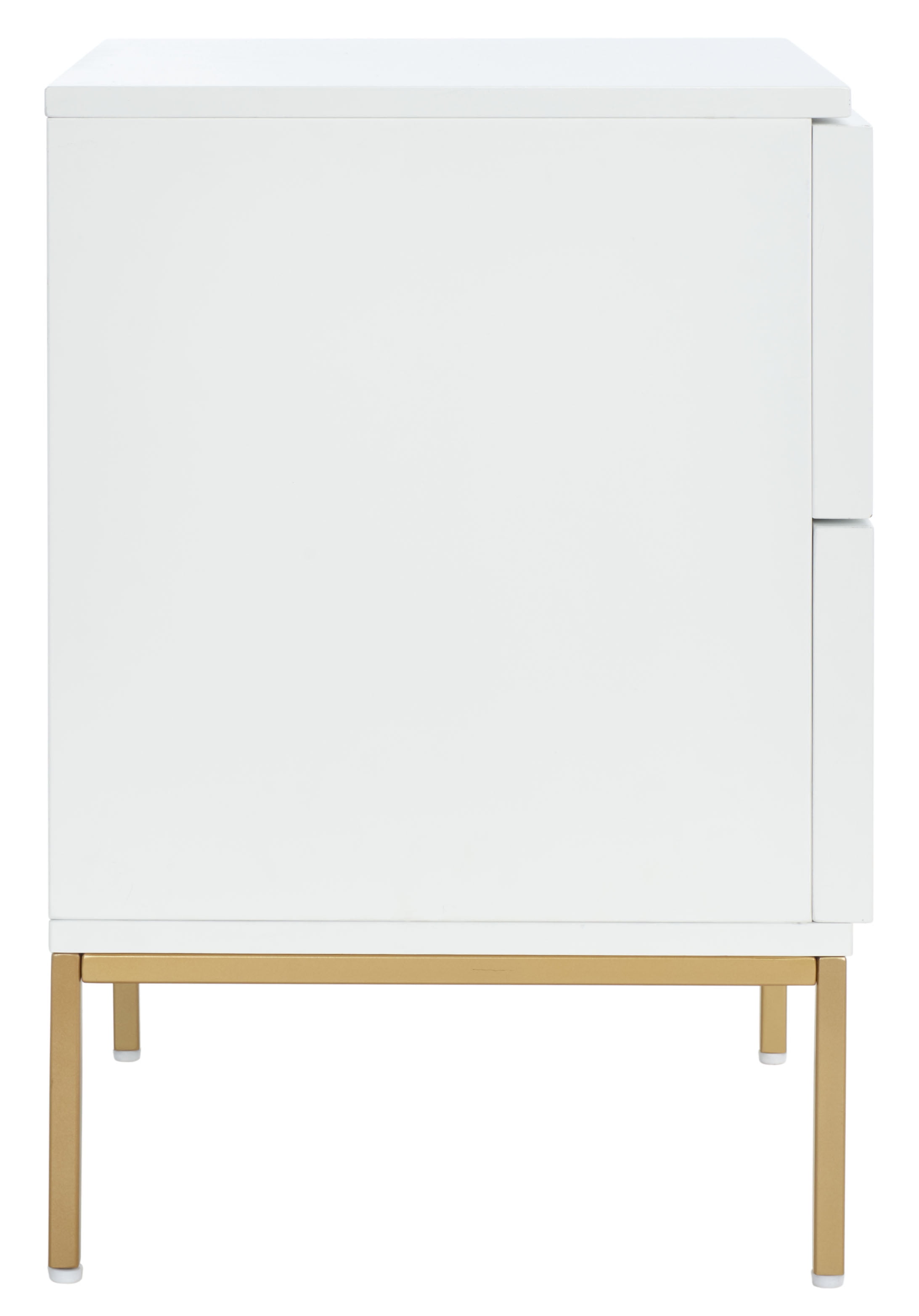 SAFAVIEH Zadie 2 Drawer Rattan Nightstand, White w/ Natural Rattan/Gold Legs