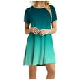 thumbnail image 2 of Patlollav Womens Casual Short Sleeve O-Neck Solid Dresses Ladies Loose Mini Dress, 2 of 6