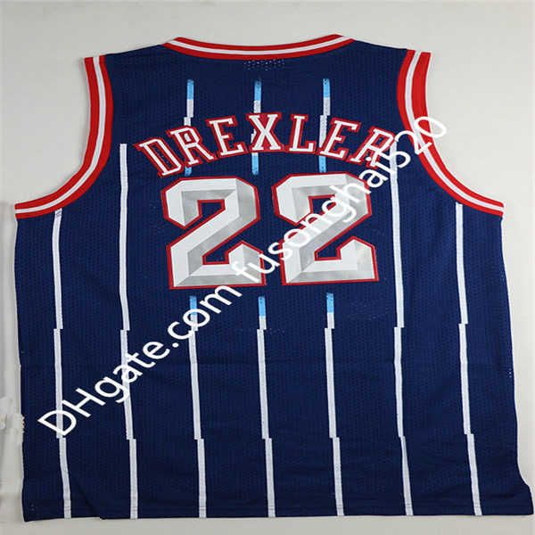 NBA_ High Quality 22 Clyde Drexler Jersey Black Red 34 Hakeem Olajuwon