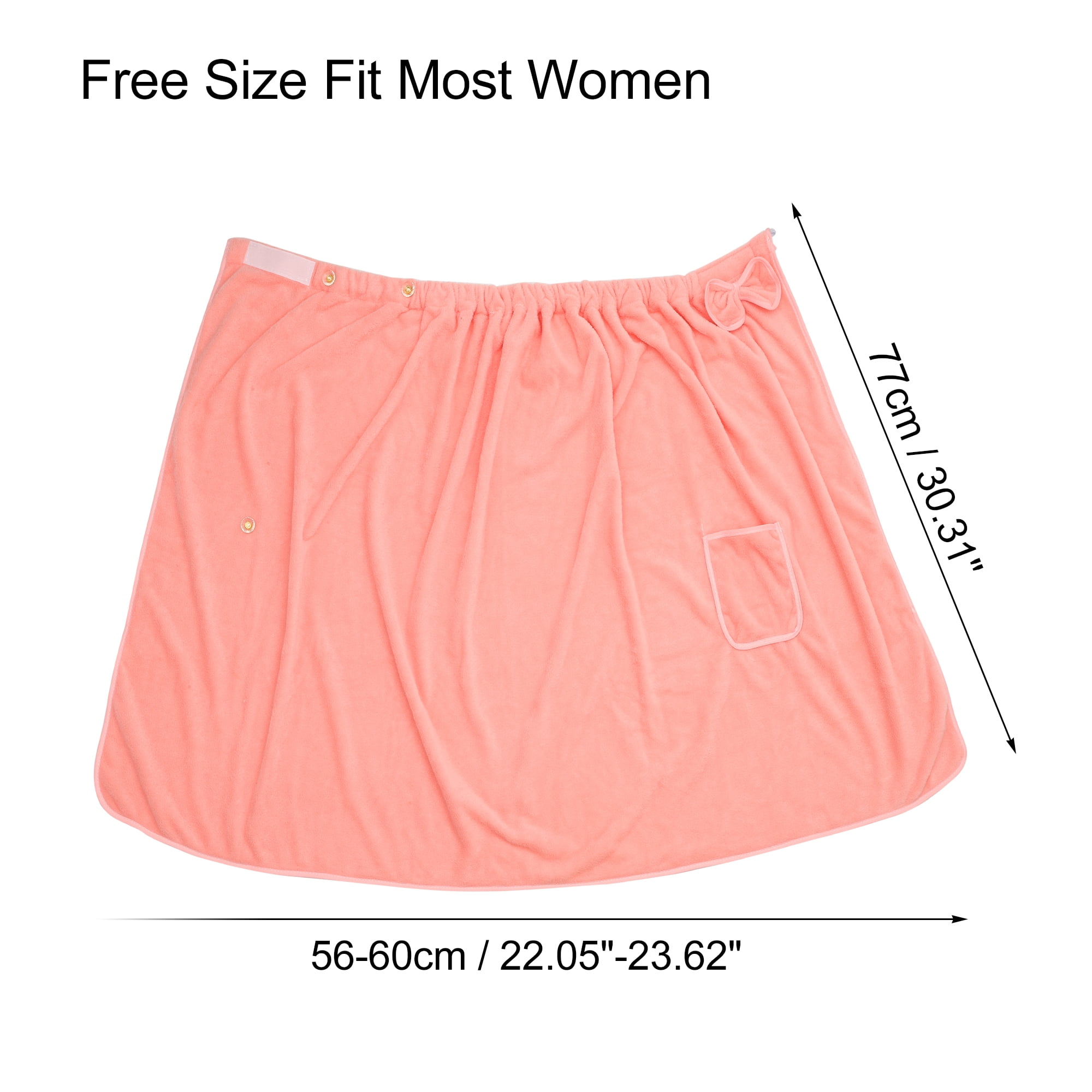 Unique Bargains Bath Wrap Towel for Women Adjustable Closure Shower Wrap with Pocket Pink