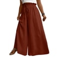 thumbnail image 2 of Women's High Waisted Palazzo Pants Elastic Drawstring Wide Leg Maxi Casual Lounge Pants, 2 of 5