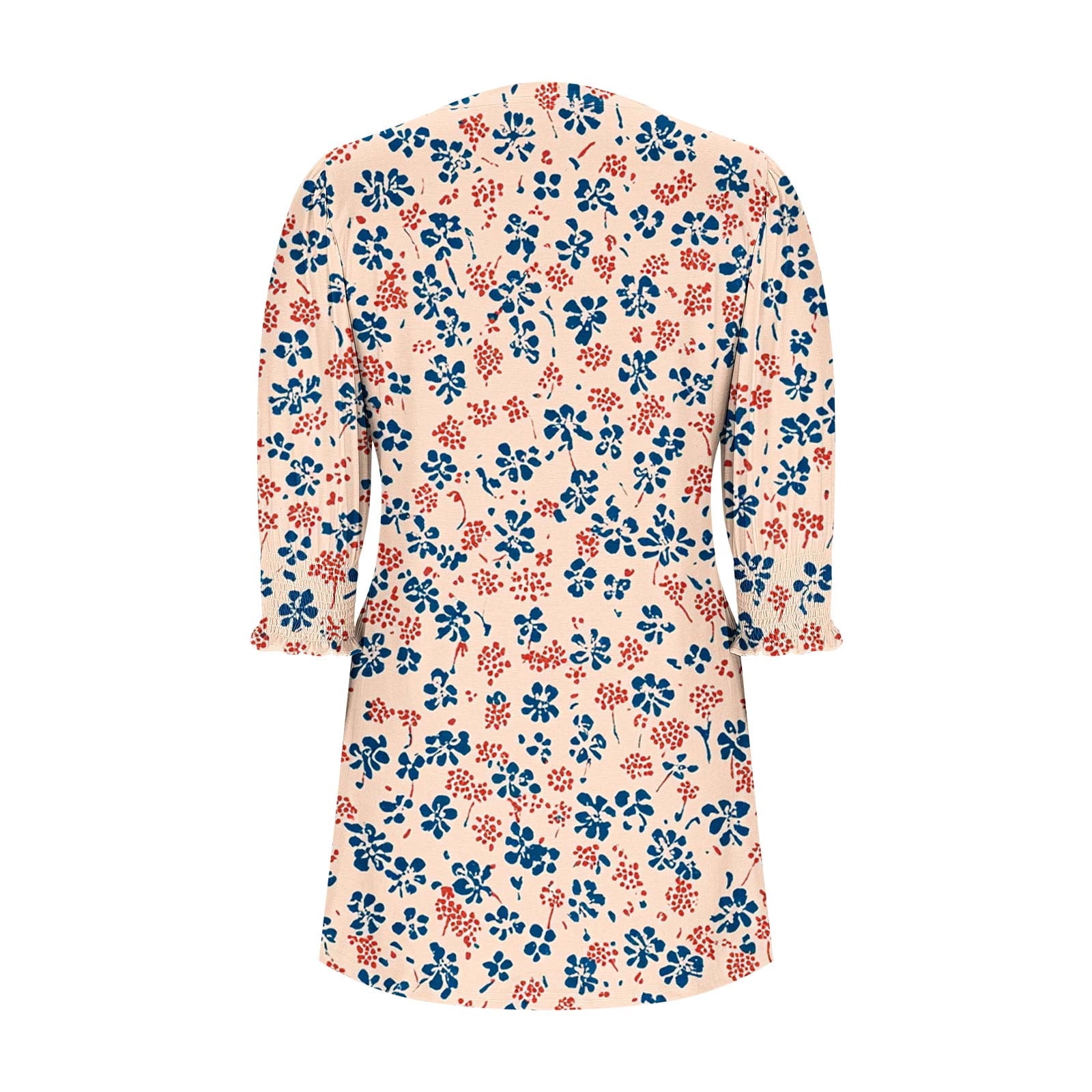 Oplxuo A-Line Casual Mini Dress for Women Smocked Cuff 3/4 Sleeve Loose V Neck Swing 2025 Fall Dresses with Pockets