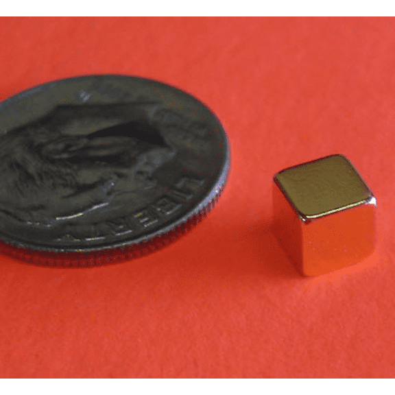 Neodymium Cube Gold Coated Magnet – 3/16" Rare Earth N42