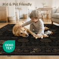 thumbnail image 3 of ODIKA 6'x9' Black And Brown Boho Academia Vintage Washable Area Rug Distressed Bloom Spread Rustic Frame Earthy Antique for Queen Size Bedroom, Under Bed, Master Suite, Easy Care, Non-Shedding, 3 of 6
