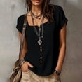 thumbnail image 6 of YuXingFu Womens Summer Tops Casual Short Sleeve Square Neckline Flared Tops - Button Front for Fall Black #1 S, 6 of 9