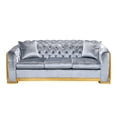 thumbnail image 5 of Velvet Chesterfield Sofa, 3-seat Couch with Gold Legs, Luxury Sofa Couch with Padded Cushion and Lumbar Pillow, 84 Inch Sofa or Living Room, Bedroom, Apartment and Small Space, Grey, 5 of 9