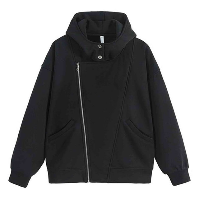 Sudadera con capucha unisex para hombre y mujer, de color liso, informal, con cremallera, botón, bolsillo, sudadera de manga larga con capucha, blusa de poliéster para hombre