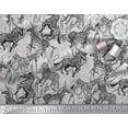 thumbnail image 3 of Soimoi Gray Rayon Fabric Leaves & Wild Animal Print Sewing Fabric BTY 42 Inch Wide, 3 of 3