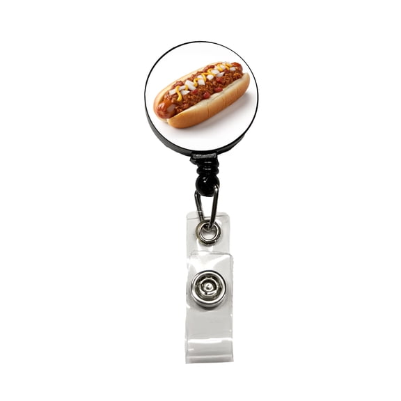 Chili Hot Dog Bun Retractable Reel ID Badge Key Card Name Tag Holder with Clip
