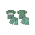 thumbnail image 2 of BemeyourBBs Toddler Baby Boy Summer Clothes Fathers Day Outfit I Love Dad Letter Heart Embroidered Crew Neck Short Sleeve T Shirt Tops and Plaid Shorts Set Toddler Boys Summer Outfits, 2 of 9
