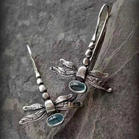 SmartBy 1 Pair Women Earrings Dragonfly Rhinestone Jewelry Vintage Animal Hook Earrings for Wedding