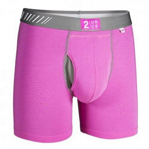 NEW 2UNDR Swing Shift Pink/Gray Breast Cancer Boxer Brief Mens Large (36-38)