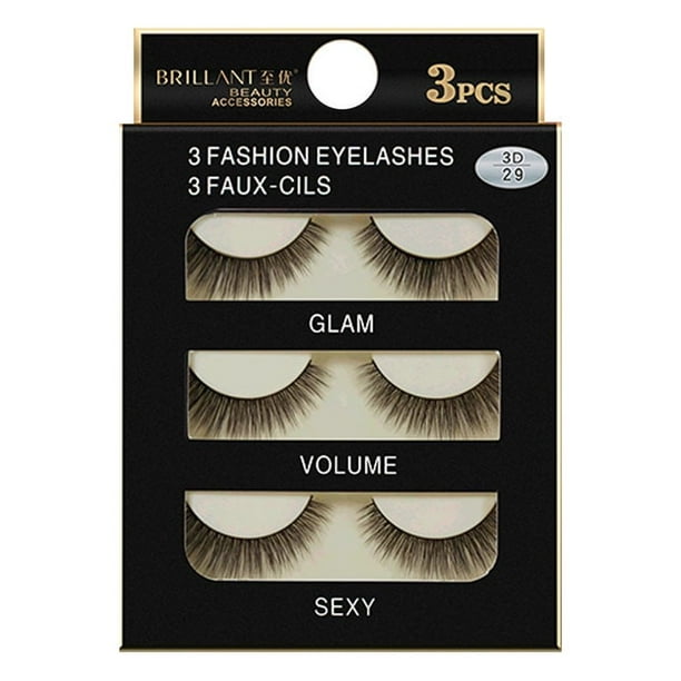 3 Pairs 3D Long False Eyelashes Makeup Natural Fake Thick Black Eye Lashes