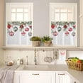 thumbnail image 3 of Christmas Kitchen Curtains and Valances Set, Rod Pocket Curtains Tier Farmhouse Window Curtains 36 Inch Length, Winter Poinsettia Green Pine Leaves Ball 3 Piece Kitchen Curtains Set, 3 of 6