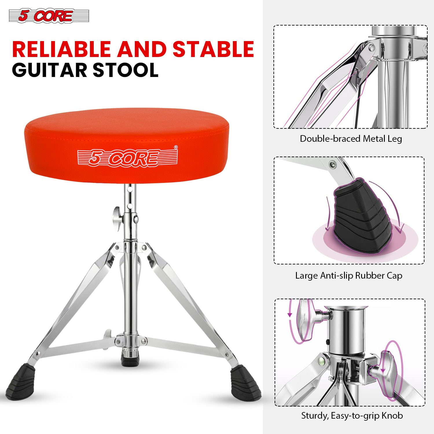 Adjustable Drum Throne & Practice Pad Combo – Height-Adjustable Kit with Snare Stand for Kids & Adults