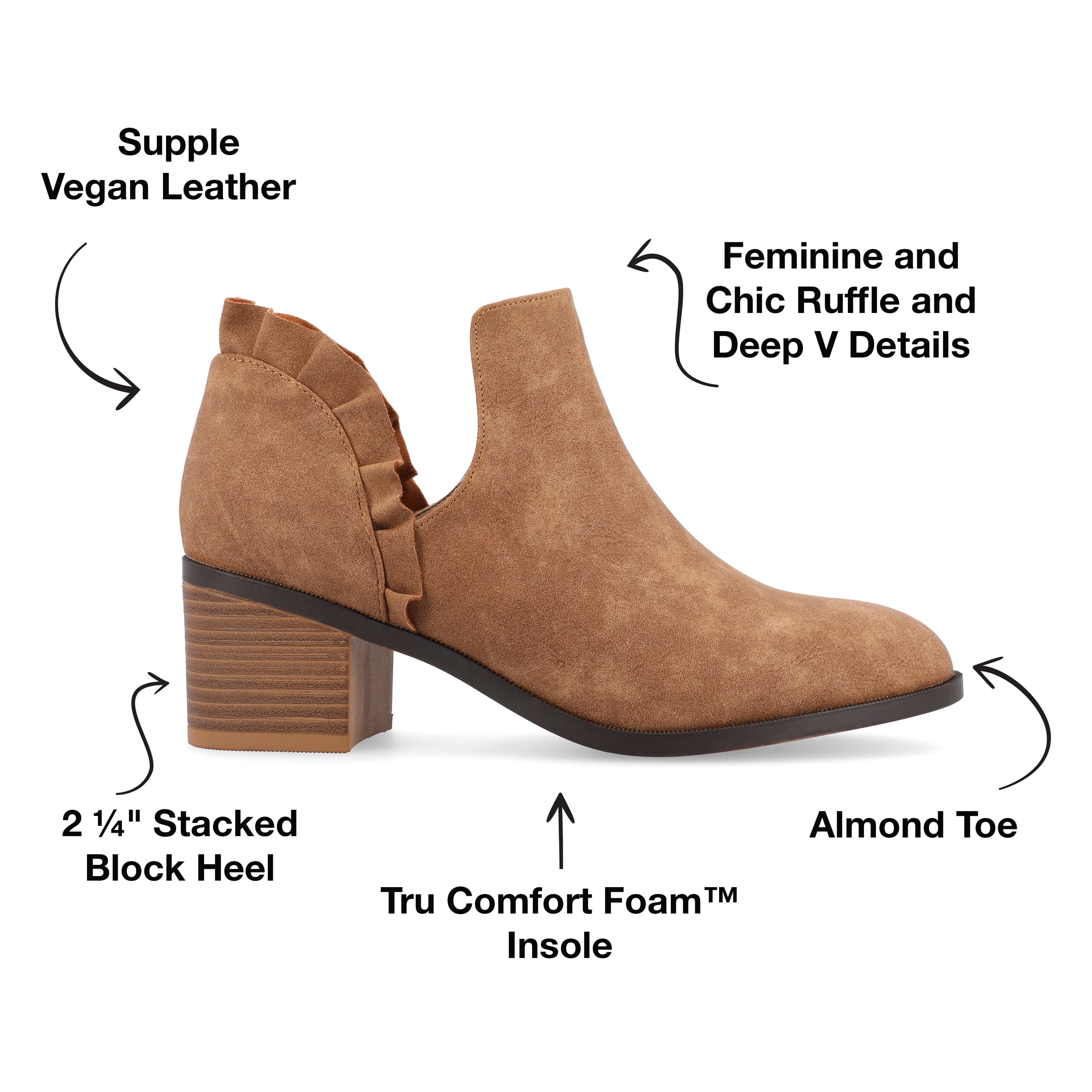 Journee Womens Lennie Slip On Stacked Heel Booties
