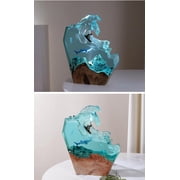 Ornaments Resin Ocean’s Wave Night Light, Handcrafted 3D Ocean Scene Display, Adjustable LED Ambient Lighting, Ideal Desktop Decoration and Unique Gifting Option