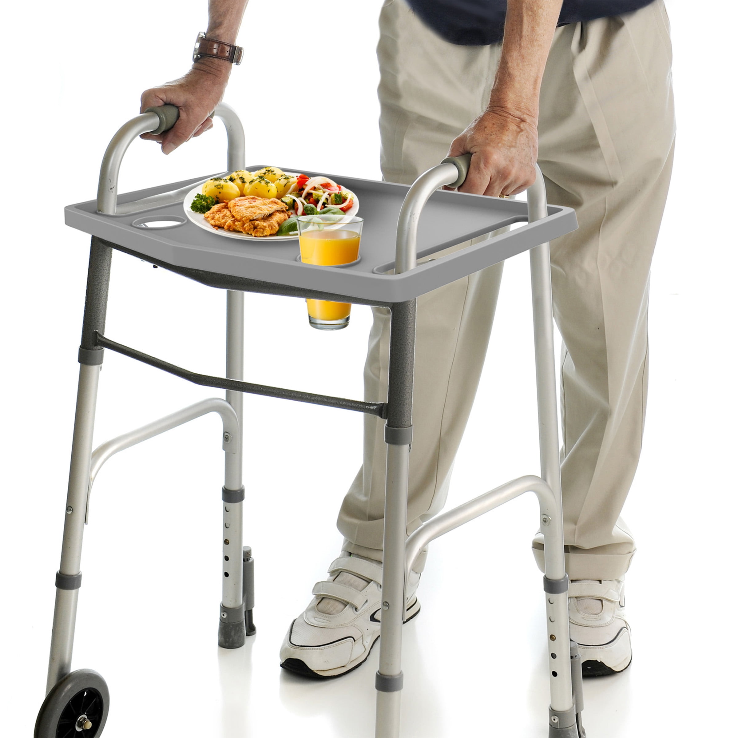 Walker Tray With 2 Cup Holders Fits Most Standard Walkers by