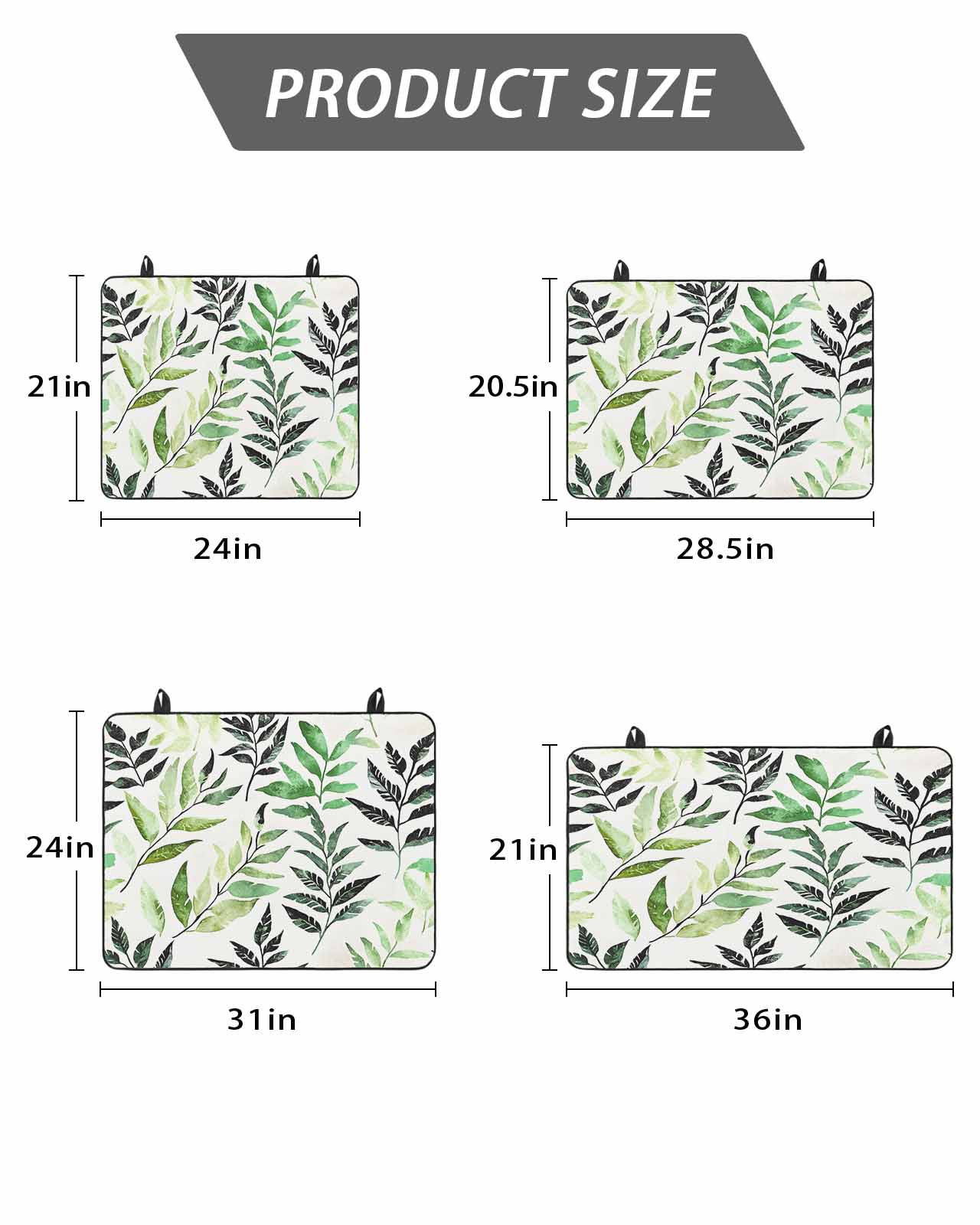 Watercolors Black Green Leaf Stove Top Covers for Electric Stove, 28'x20'' Plant Glass Ceramic Stove Cover Foldable Rubber Mat Heat Resistant Cooktop Protector for Kitchen