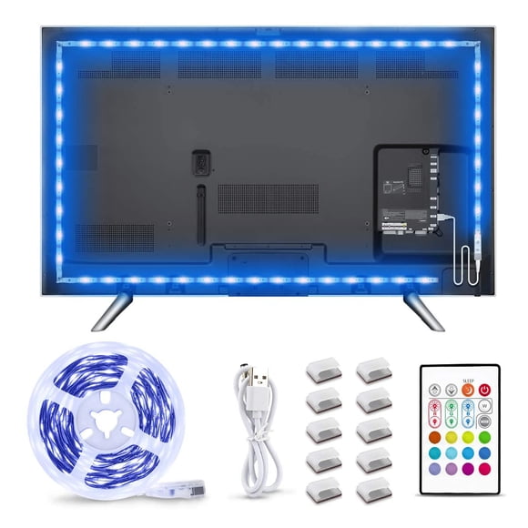 RGB Led Strip Lights 14.8ft,Bright SMD 5050 TV Led Backlight,4096 DIY Colors Options Led Lights for 60-70 inch TV,5V USB Powered,Color Changing Light Strip with Remote,30mins Timing Off Mood Lighting