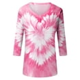 thumbnail image 5 of Resicozy Valentines Shirts for Women 3/4 Sleeve Shirt Funny Love Heart Print Tee Tunic Tops Casual Fashion V Neck T-Shirts Blouses Red XL, 5 of 6