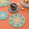 thumbnail image 2 of YIXIGGC Mandala Drink Coasters with Holder Set Ceramic Boho Coaster for Drinks Absorbent Black Holder Coasters for Coffee DYF329-4724, 2 of 5
