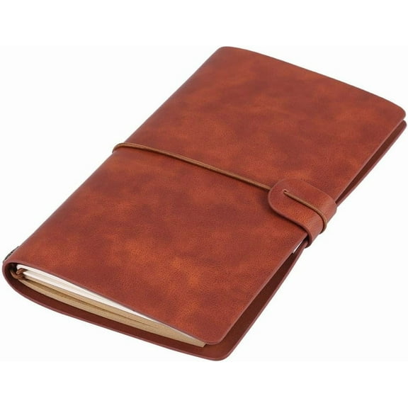 Travel Journal Notebook 1 Pcs Vintage Retro PU Leather Notebook Personalized Journal Diary Refillable Notepad (Brown)