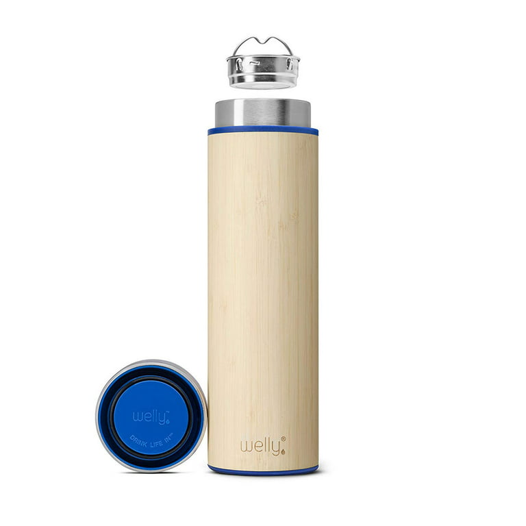 Bamboo Tumbler 16oz - White  Vacuum Insulated Stainless Steel by Welly
